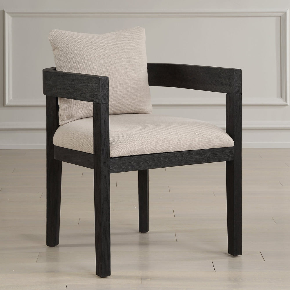 BALBOA EBONY OAK + LINEN DINING CHAIR