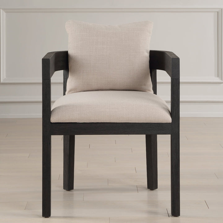 BALBOA EBONY OAK + LINEN DINING CHAIR