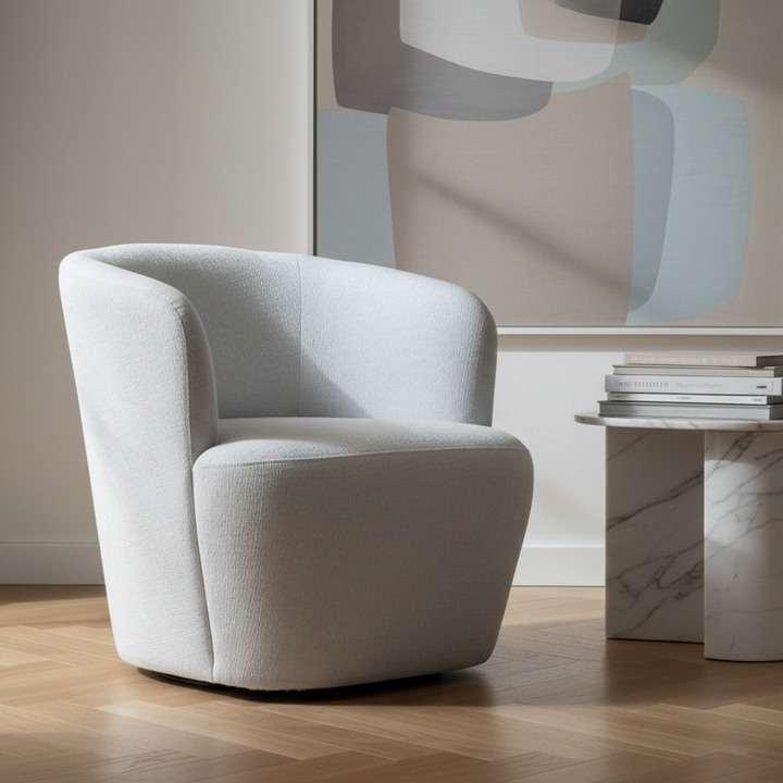 MIST BLUE BARREL SWIVEL CHAIR