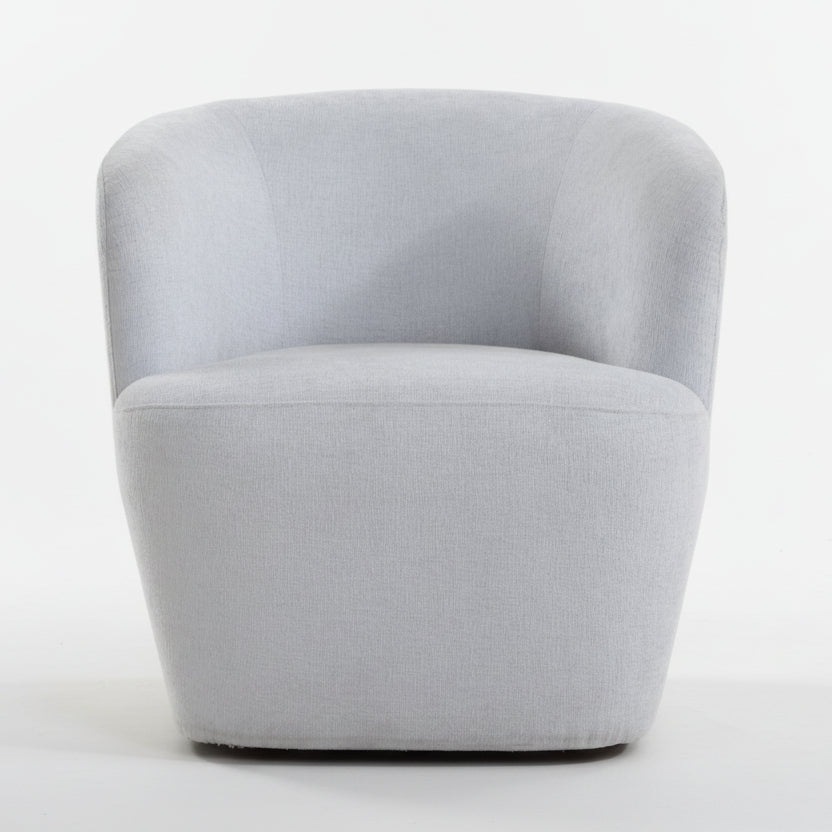 modern light blue swivel armchair