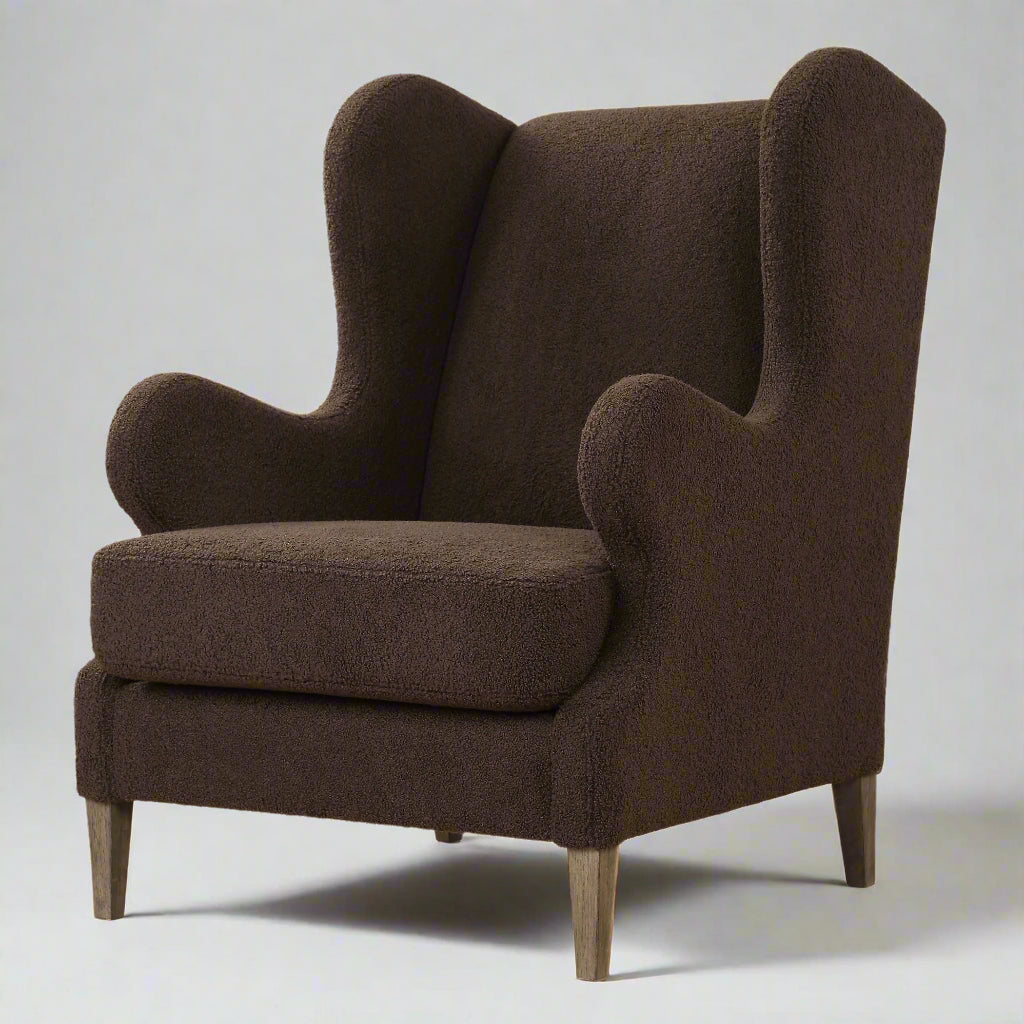 CHOCOLATE TEDDY WINGBACK CHAIR