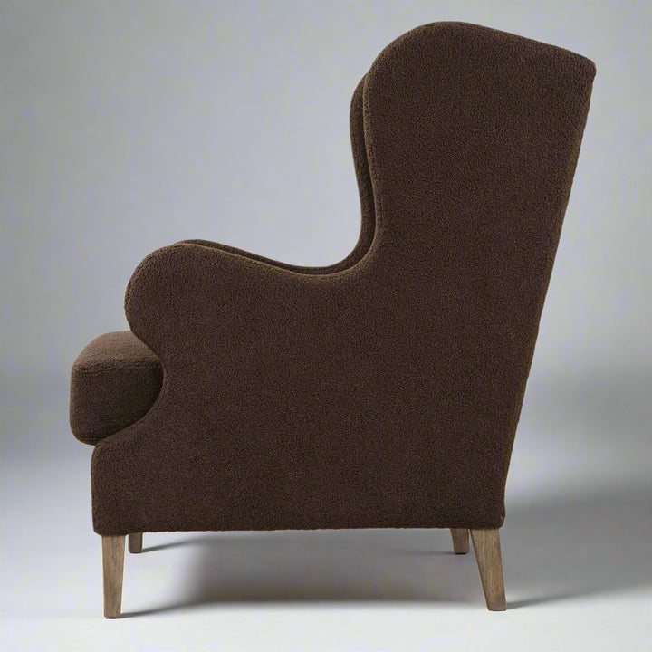 CHOCOLATE TEDDY WINGBACK CHAIR