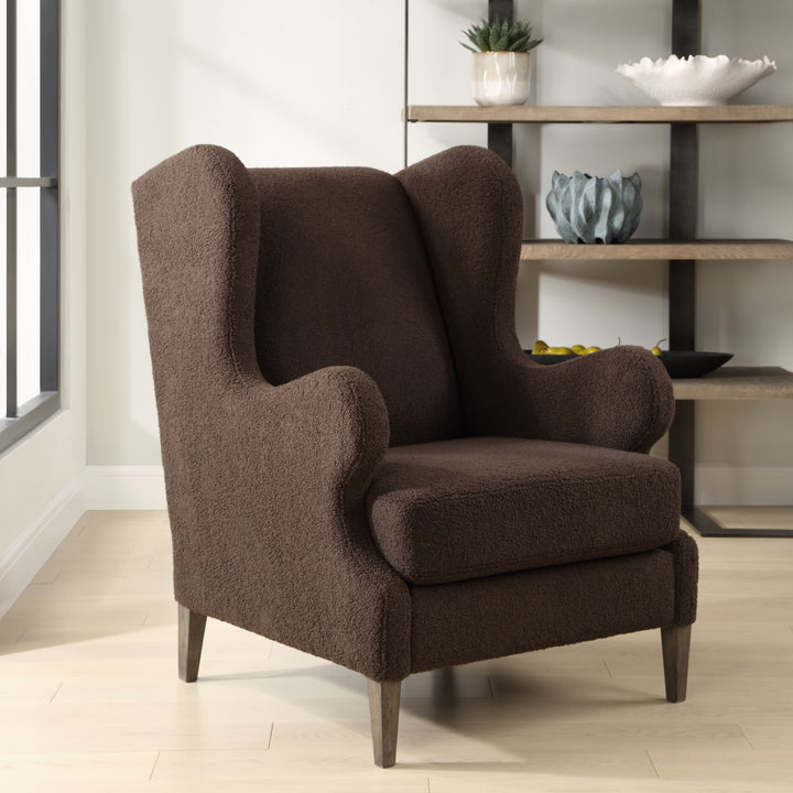 CHOCOLATE TEDDY WINGBACK CHAIR