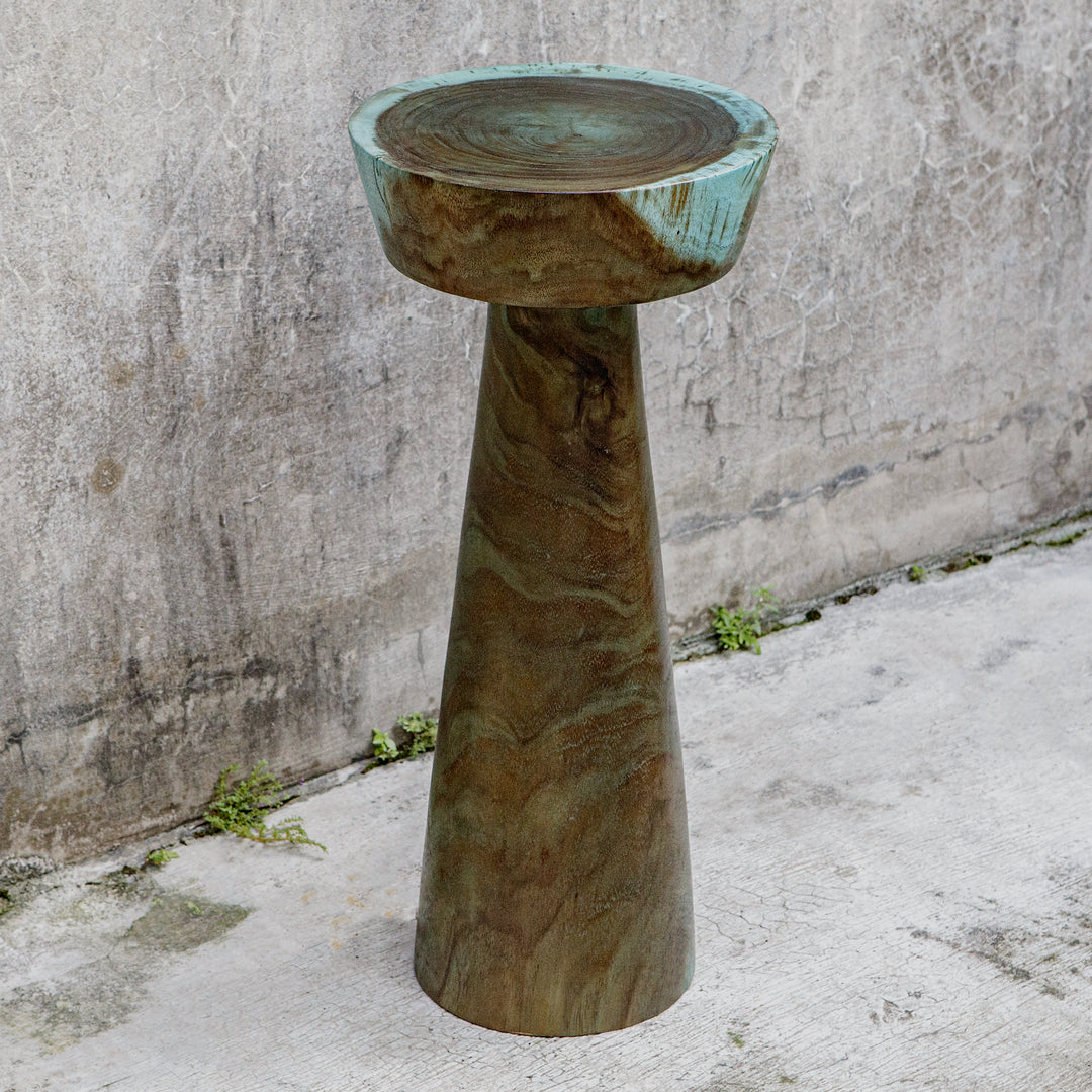 MANO BLUE-GREEN SUAR WOOD DRINK TABLE