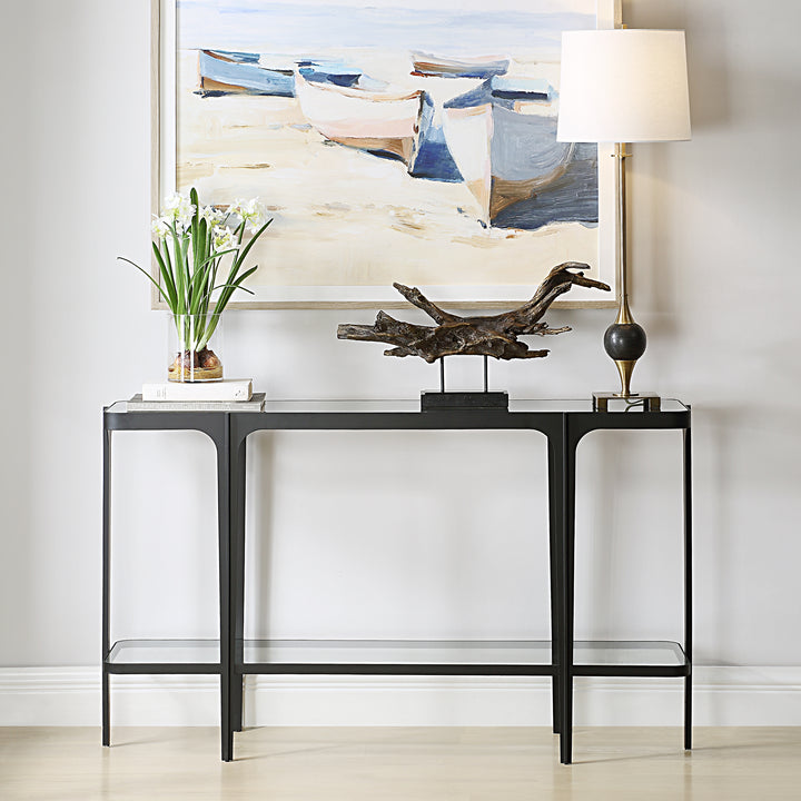 ATCHISON IRON + GLASS CONSOLE TABLE