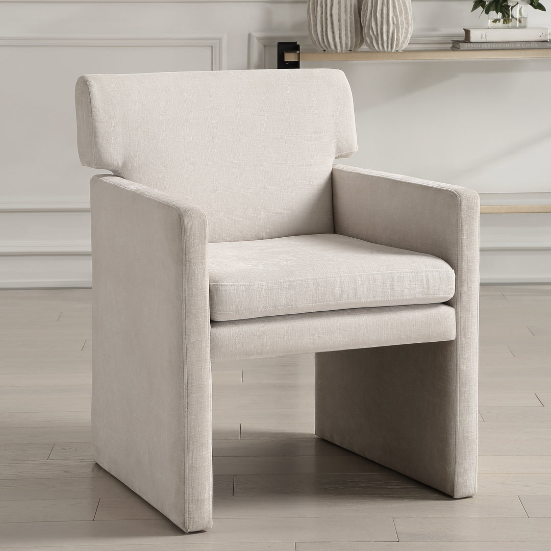 COLETTE IVORY TEXTURED VELVET DINING CHAIR