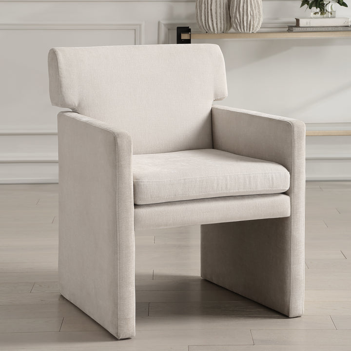 COLETTE IVORY TEXTURED VELVET DINING CHAIR