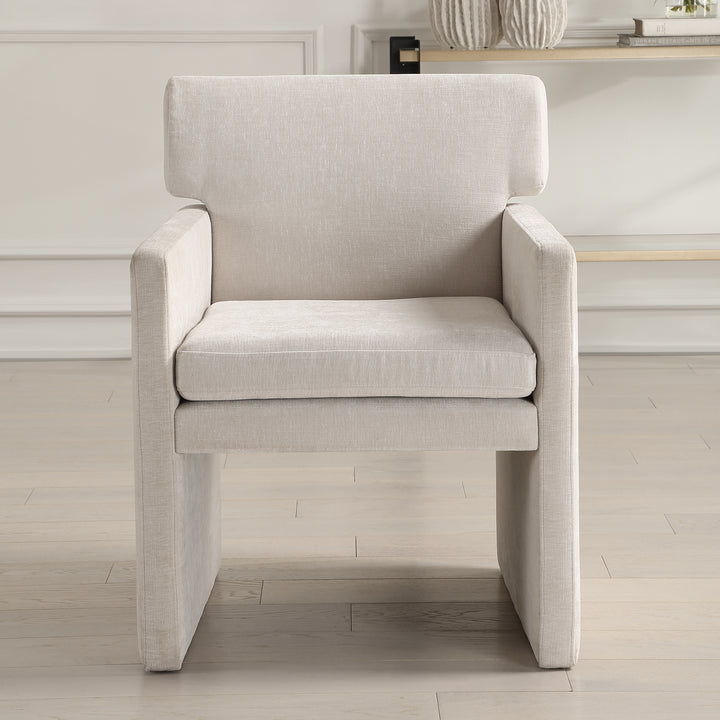 COLETTE IVORY TEXTURED VELVET DINING CHAIR