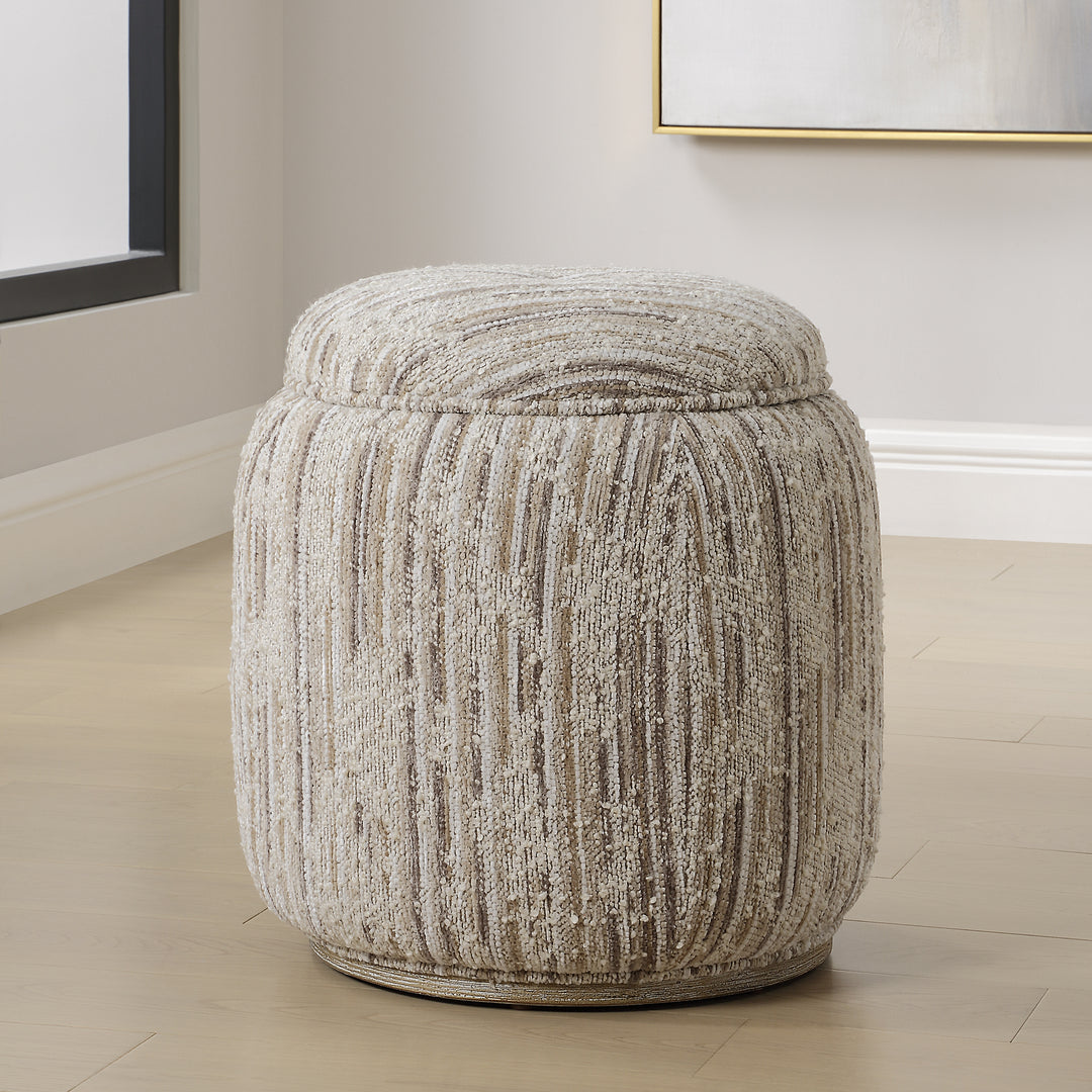 DESERT TAN BOUCLE STORAGE OTTOMAN