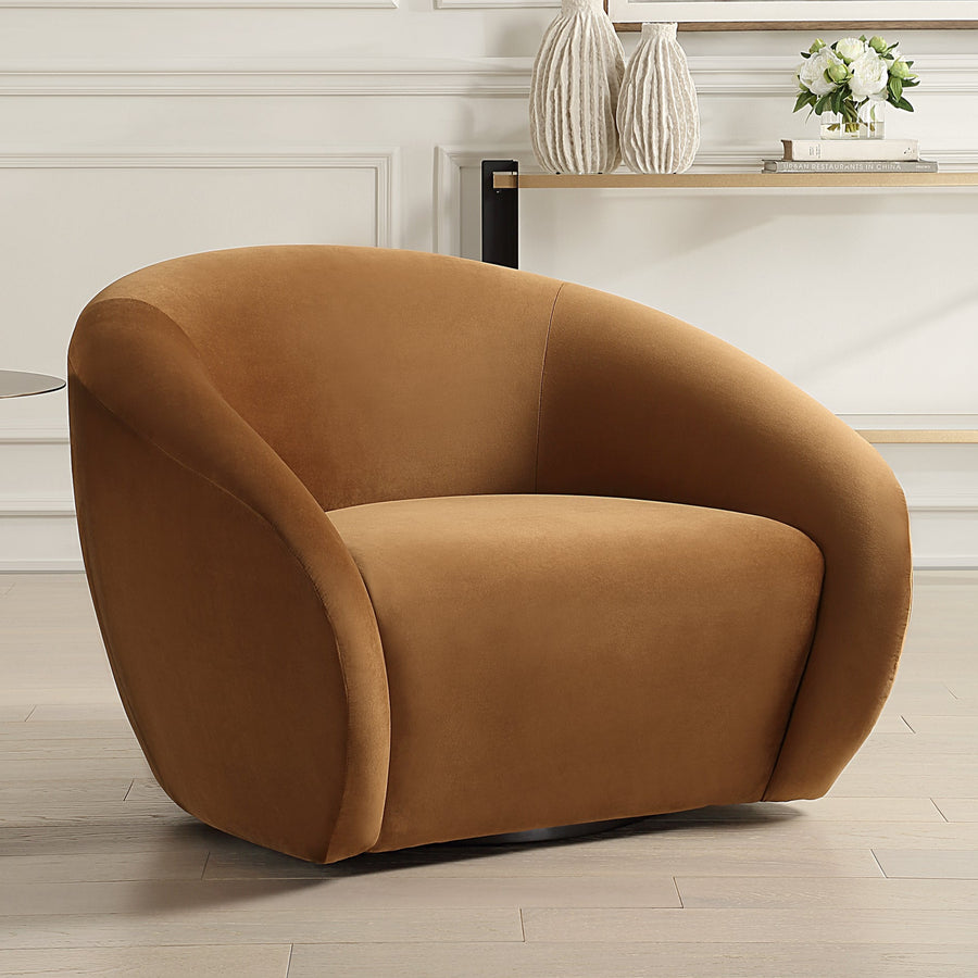 DESOTO VELVET UPHOLSTERED SWIVEL CHAIR