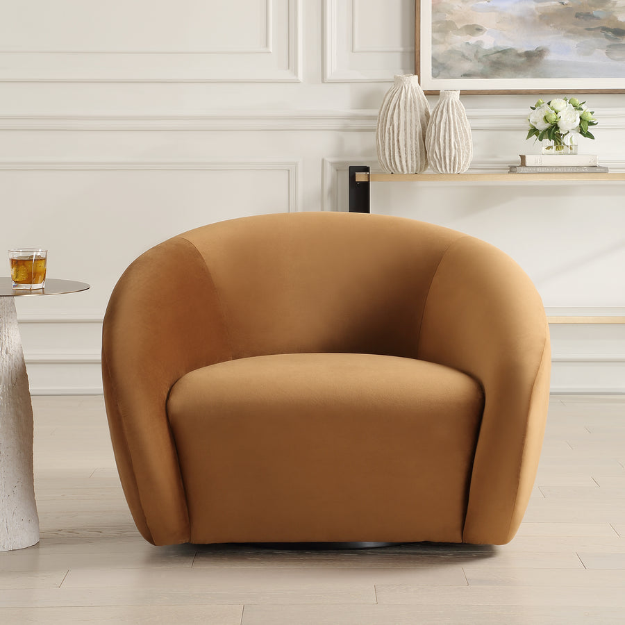 DESOTO VELVET UPHOLSTERED SWIVEL CHAIR