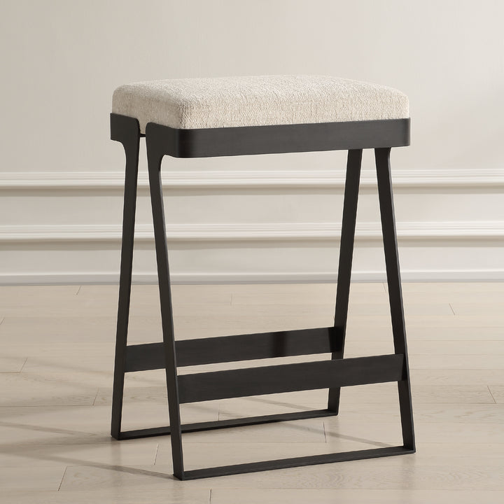 HOVER IVORY CHENILLE COUNTER STOOL