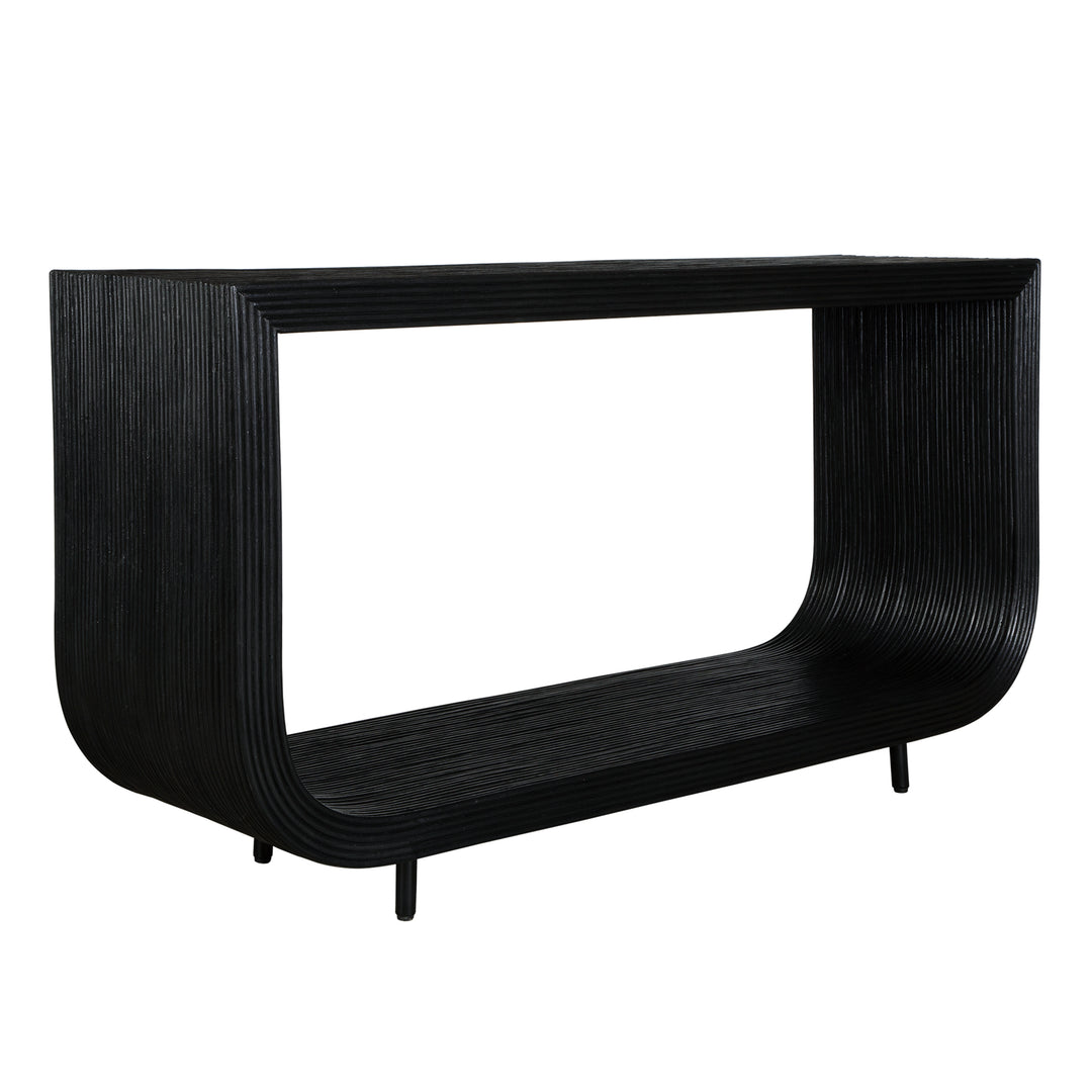 COMPTON BLACK RATTAN CONSOLE TABLE