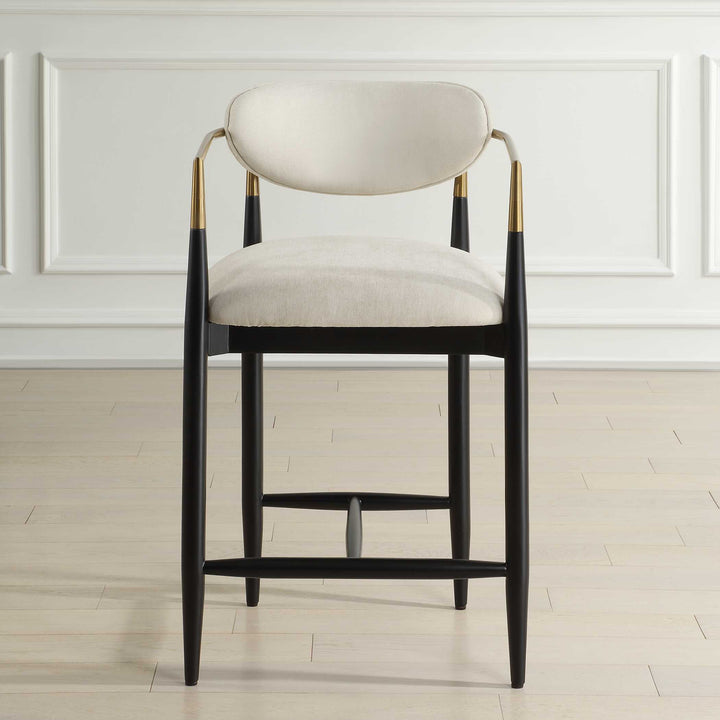 MOXIE OFF-WHITE VELVET COUNTER STOOL