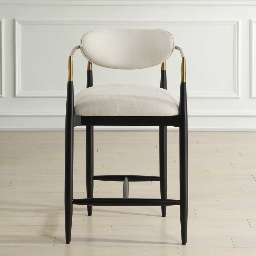 MOXIE OFF-WHITE VELVET COUNTER STOOL