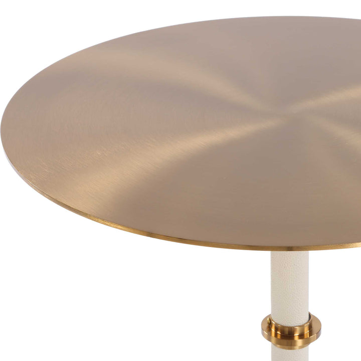 CYPRUS WHITE SHAGREEN + BRASS ACCENT TABLE