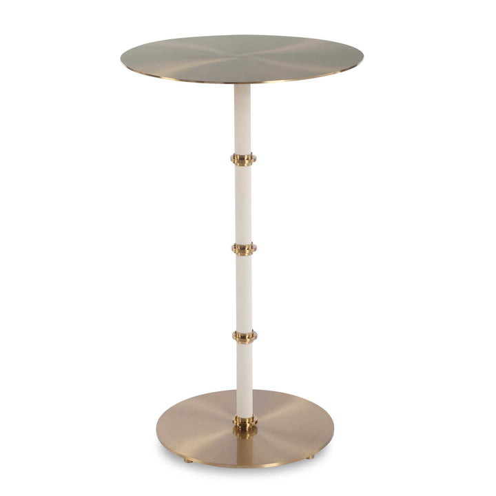 CYPRUS WHITE SHAGREEN + BRASS ACCENT TABLE