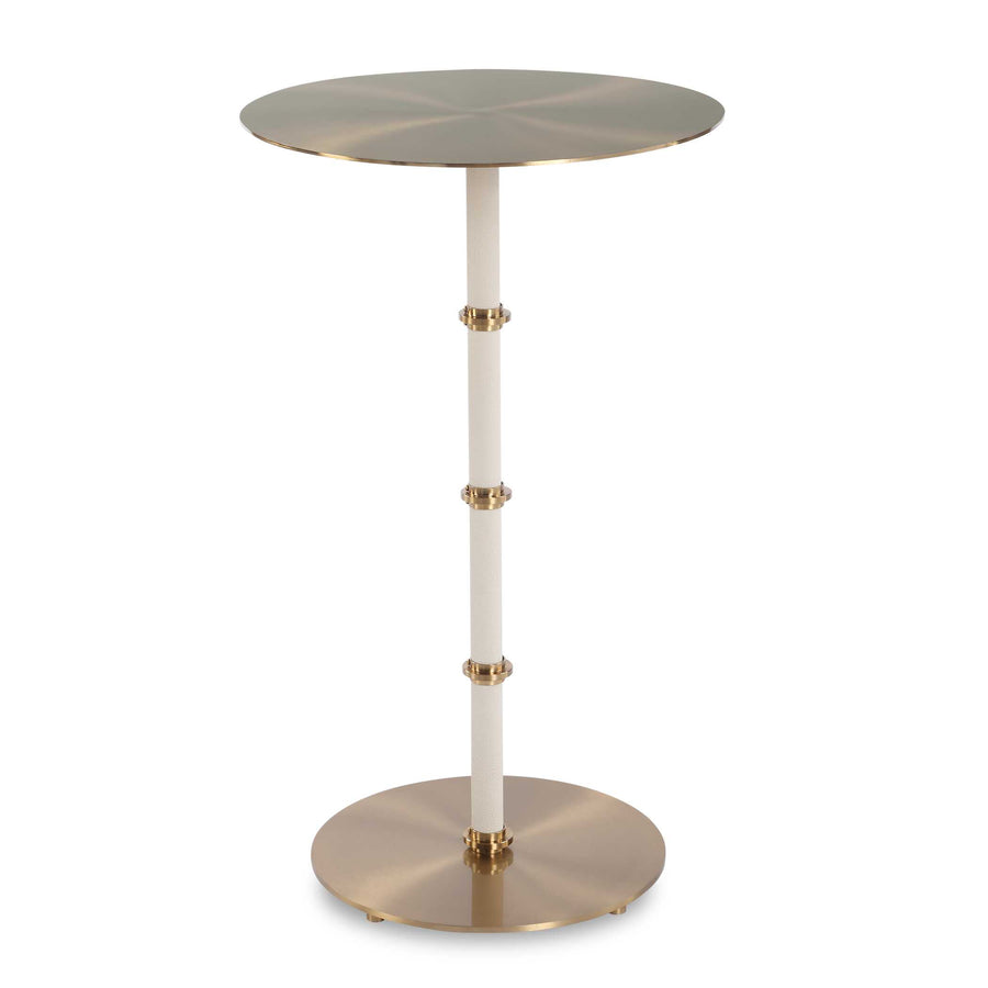 CYPRUS WHITE SHAGREEN + BRASS ACCENT TABLE