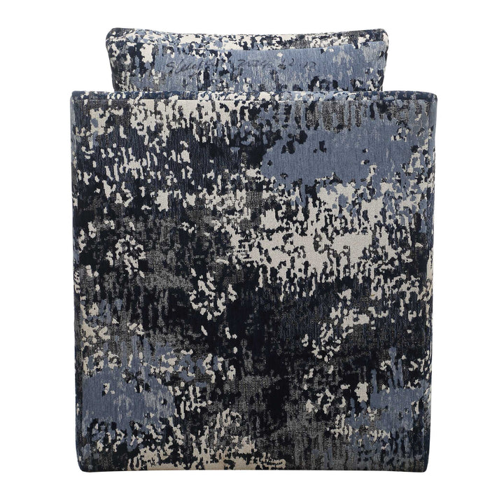 ABSTRACT INDIGO TEXTURED VELVET SWIVEL CHAIR