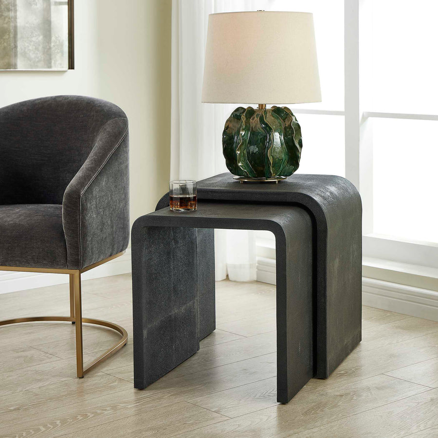 INTERPOSE SHAGREEN NESTING SIDE TABLES