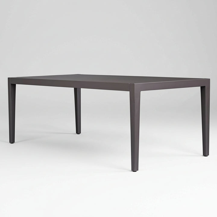 Rectangular table with a dark finish on a white background