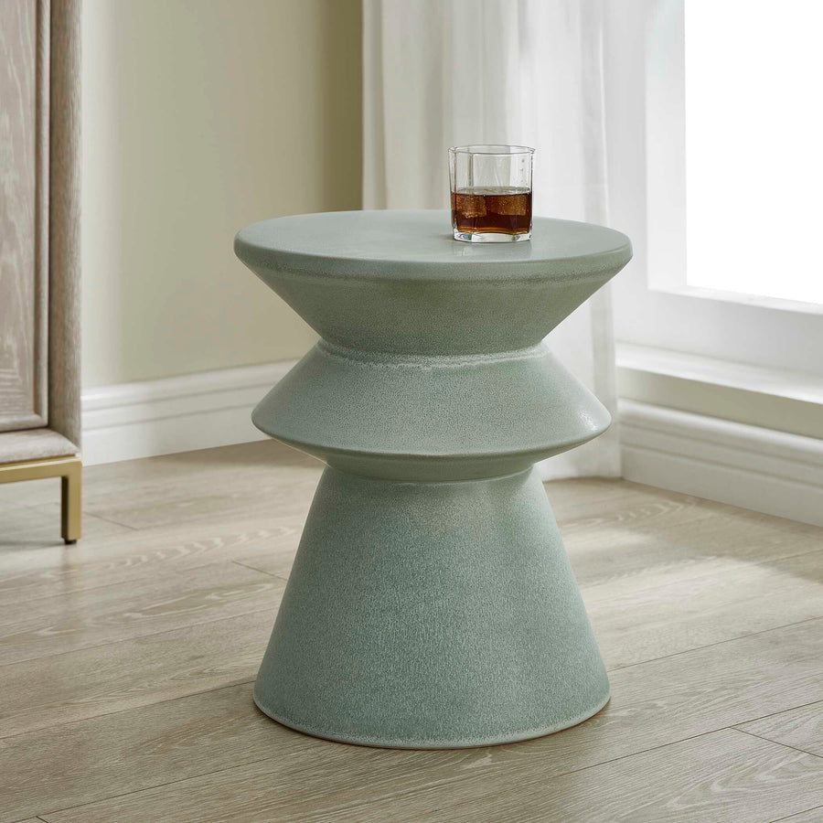 IMOGENE SEAFOAM GLAZE GARDEN STOOL