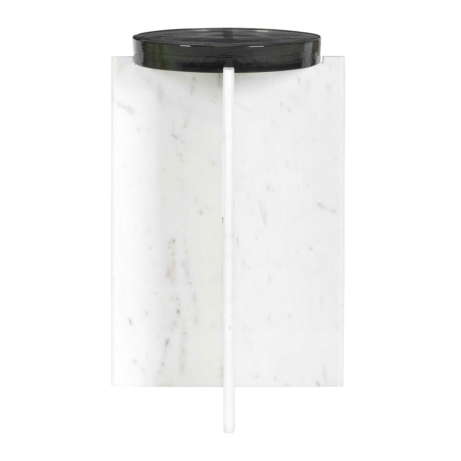 OLINA WHITE MARBLE ACCENT TABLE