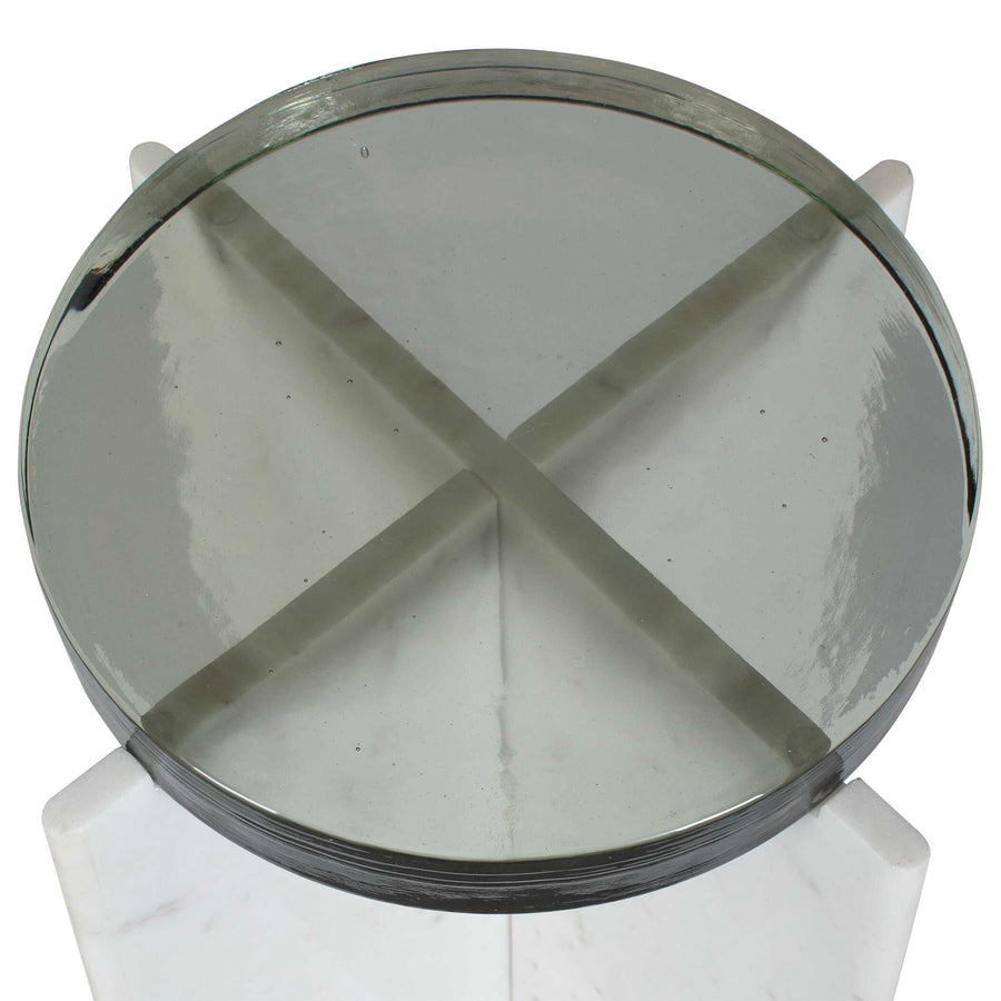 OLINA WHITE MARBLE ACCENT TABLE