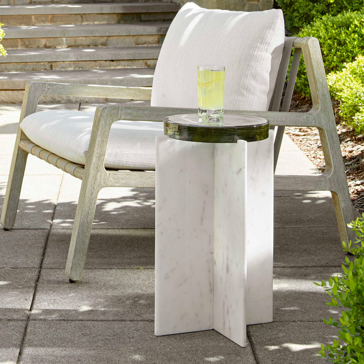 OLINA WHITE MARBLE ACCENT TABLE