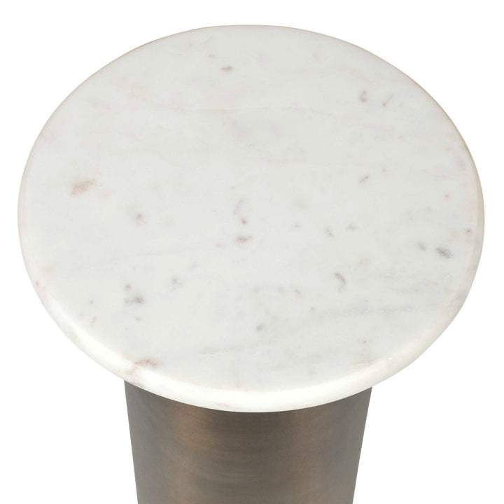 REISS MARBLE & BRASS ACCENT TABLE