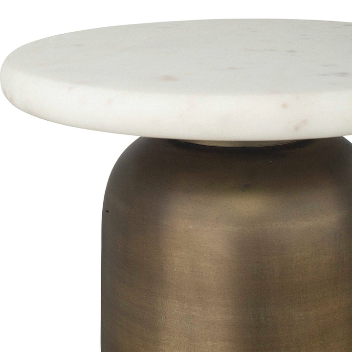 REISS MARBLE & BRASS ACCENT TABLE