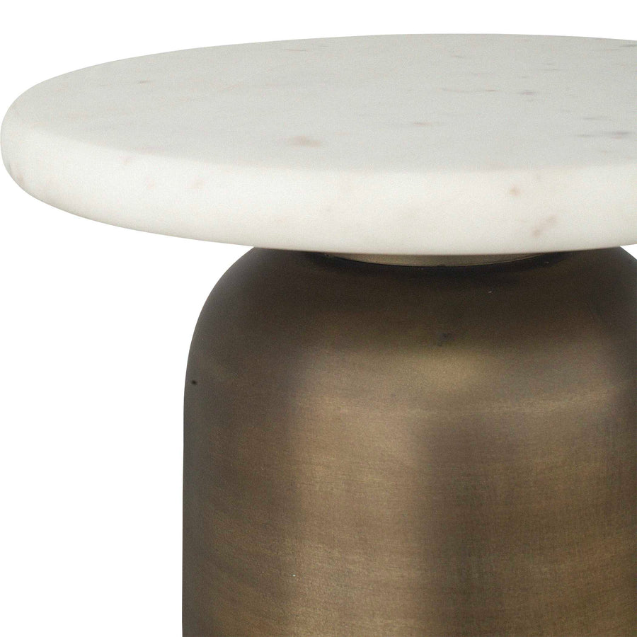 REISS MARBLE & BRASS ACCENT TABLE