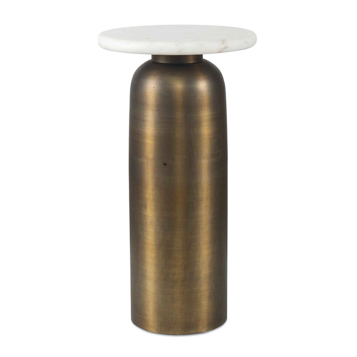 REISS MARBLE & BRASS ACCENT TABLE