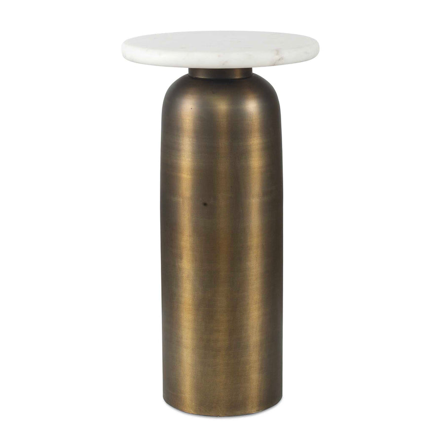REISS MARBLE & BRASS ACCENT TABLE