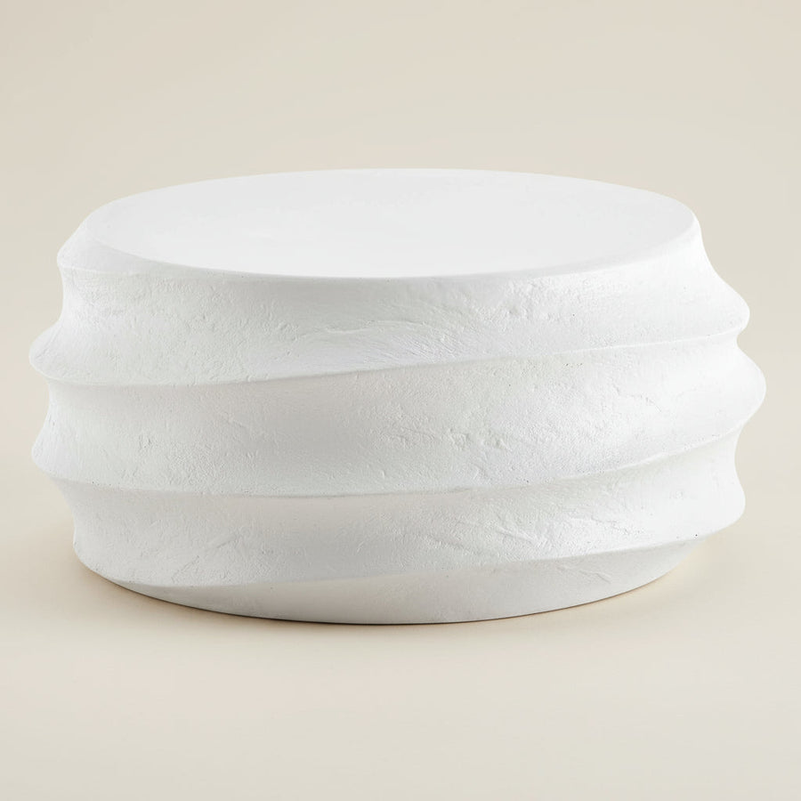 WINDED WHITE CONCRETE COFFEE TABLE