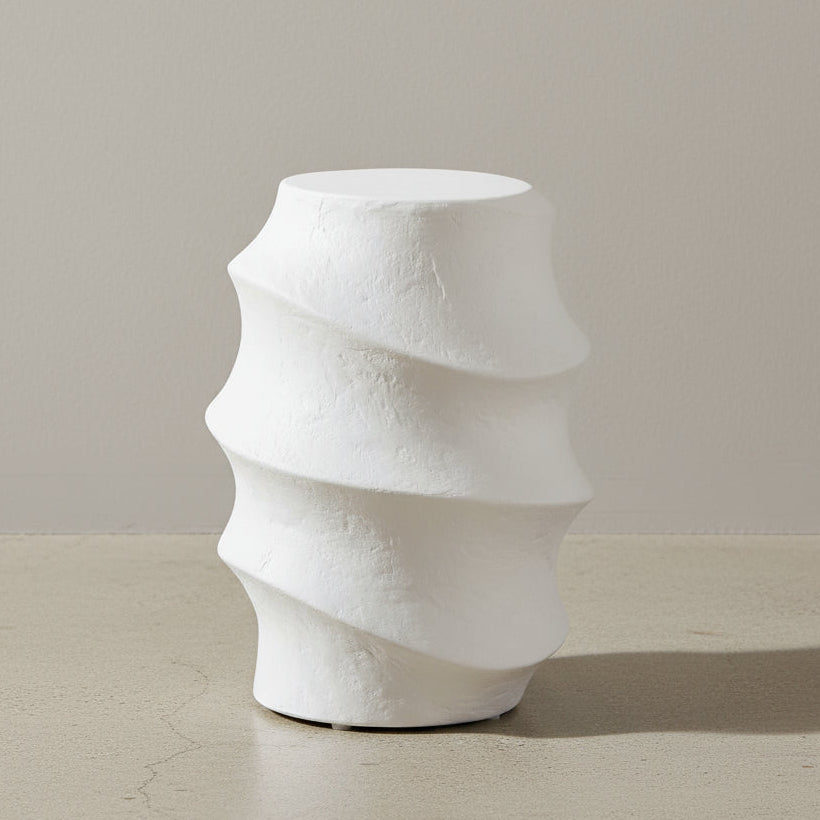 WINDED WHITE CONCRETE ACCENT TABLE
