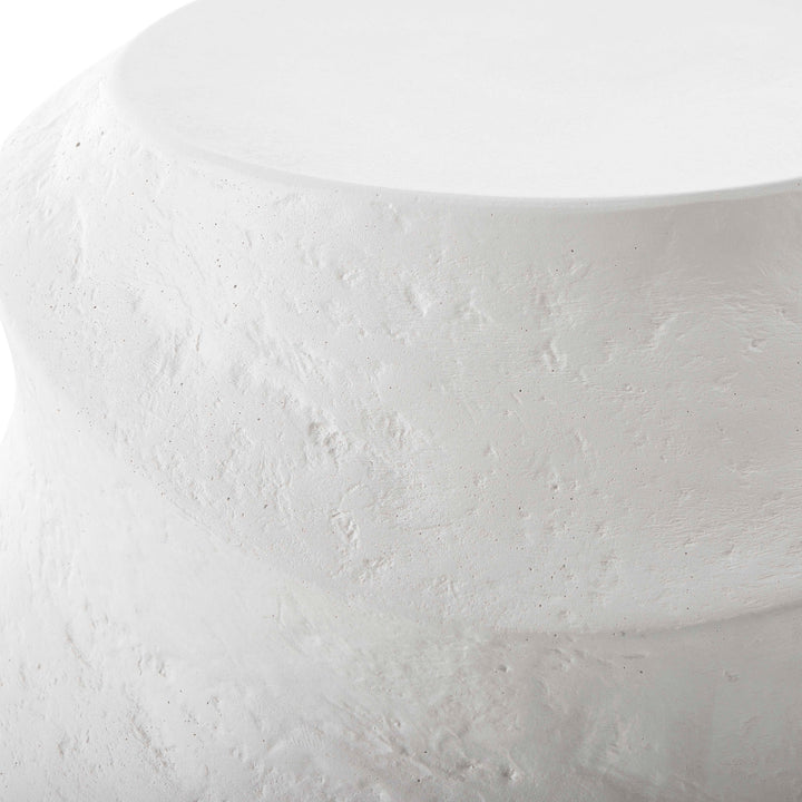 WINDED WHITE CONCRETE ACCENT TABLE