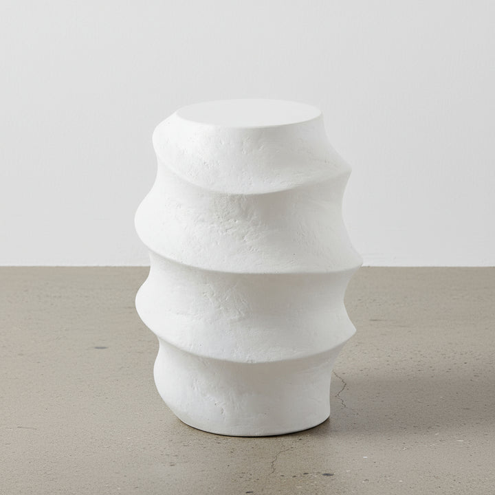 WINDED WHITE CONCRETE ACCENT TABLE