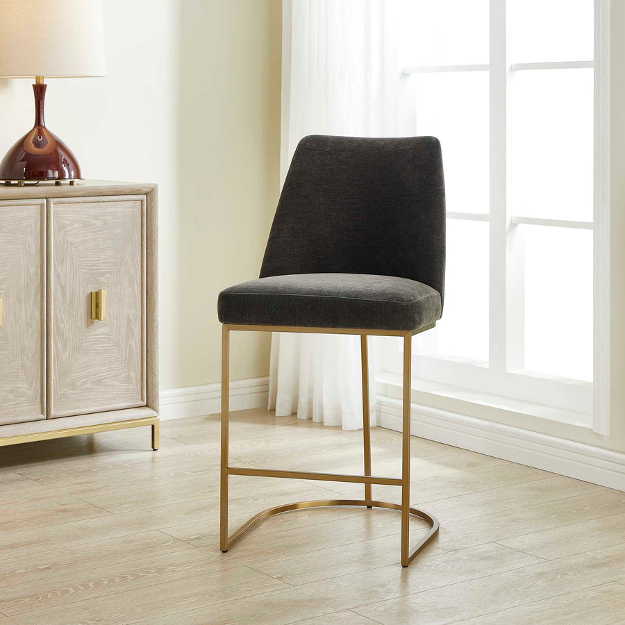 HANNI CHARCOAL VELVET COUNTER STOOL
