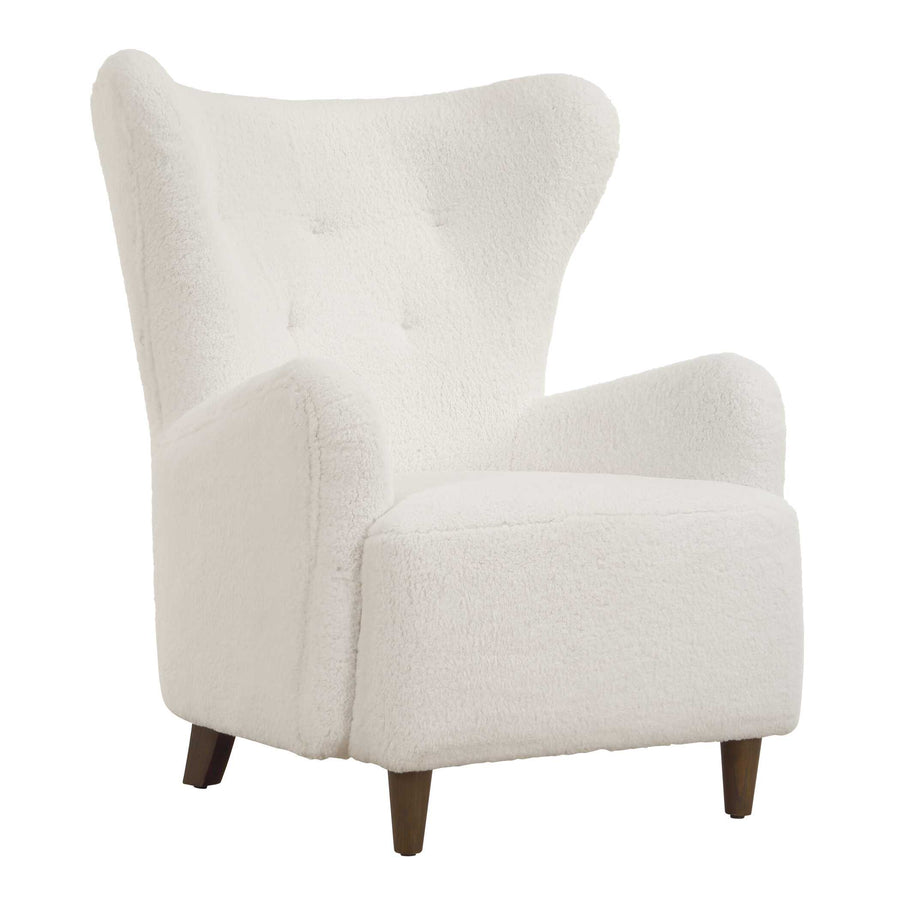 INGEL WHITE SHEARLING WINGBACK CHAIR
