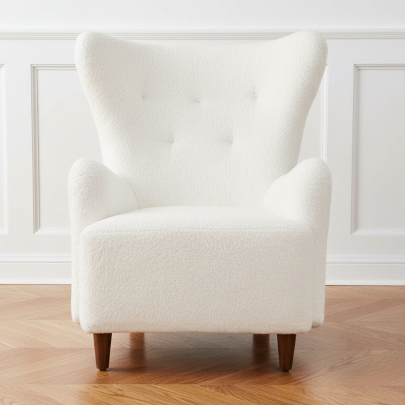 INGEL WHITE SHEARLING WINGBACK CHAIR