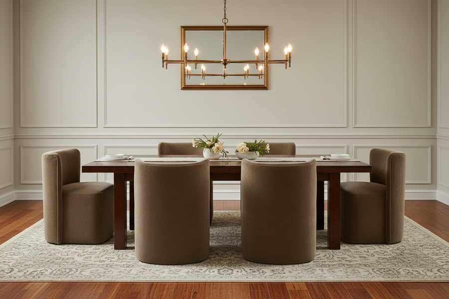 TRUFFLE DISTRESSED VELVET DINING CHAIR