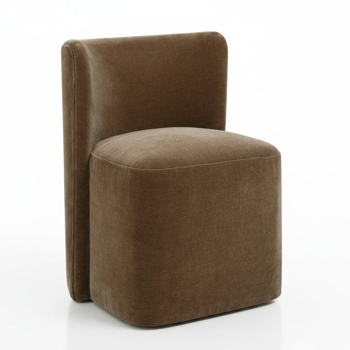 Brown upholstered chair on a white background