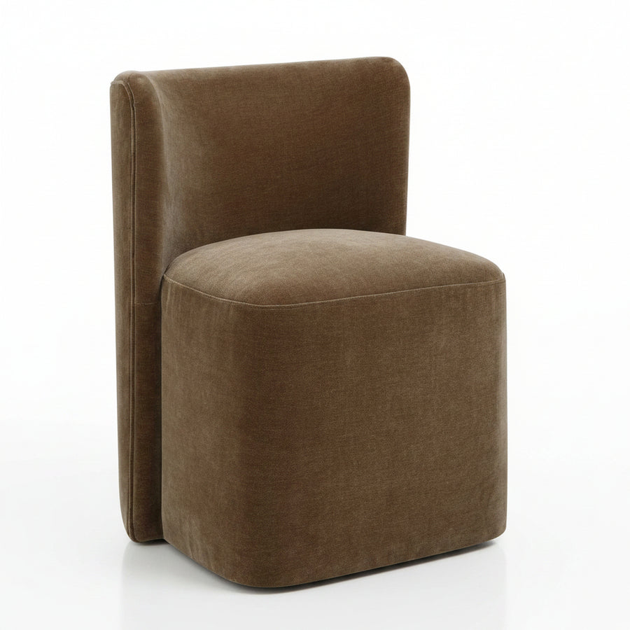 Brown upholstered chair on a white background
