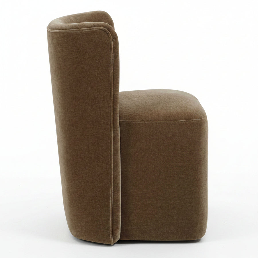 TRUFFLE DISTRESSED VELVET DINING CHAIR