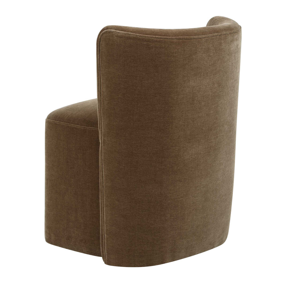 TRUFFLE DISTRESSED VELVET DINING CHAIR