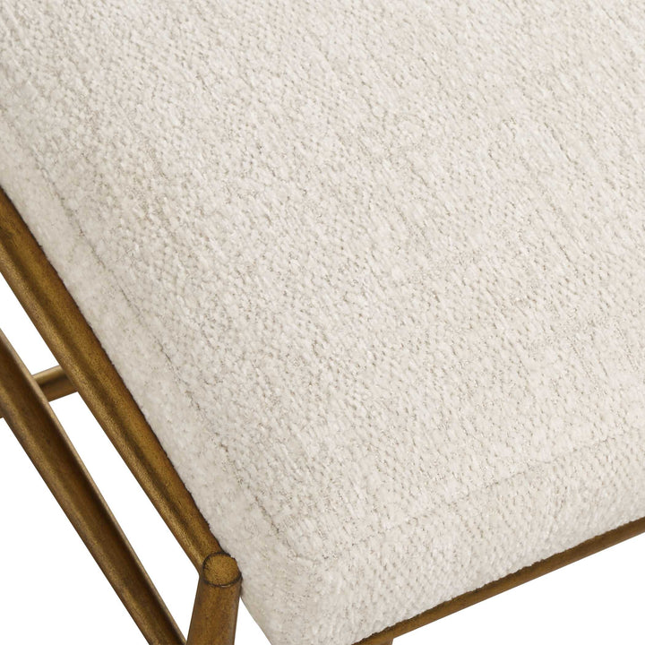 KARLEEN IVORY CHENILLE BRASS VANITY BENCH