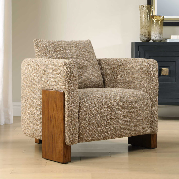 HALLIGAN AMBER BOUCLE UPHOLSTERED ARM CHAIR