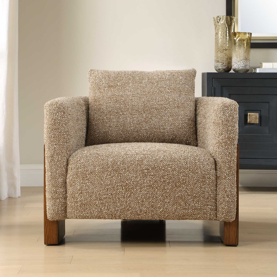 HALLIGAN AMBER BOUCLE UPHOLSTERED ARM CHAIR