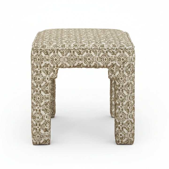 OLIVE LATTICE UPHOLSTERED SMALL BENCH